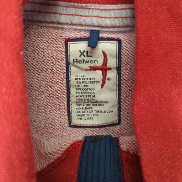 Relwen Red‎ 1/4 Snap Pullover Men's Size XL Sweater Sweatshirt - Picture 7 of 7